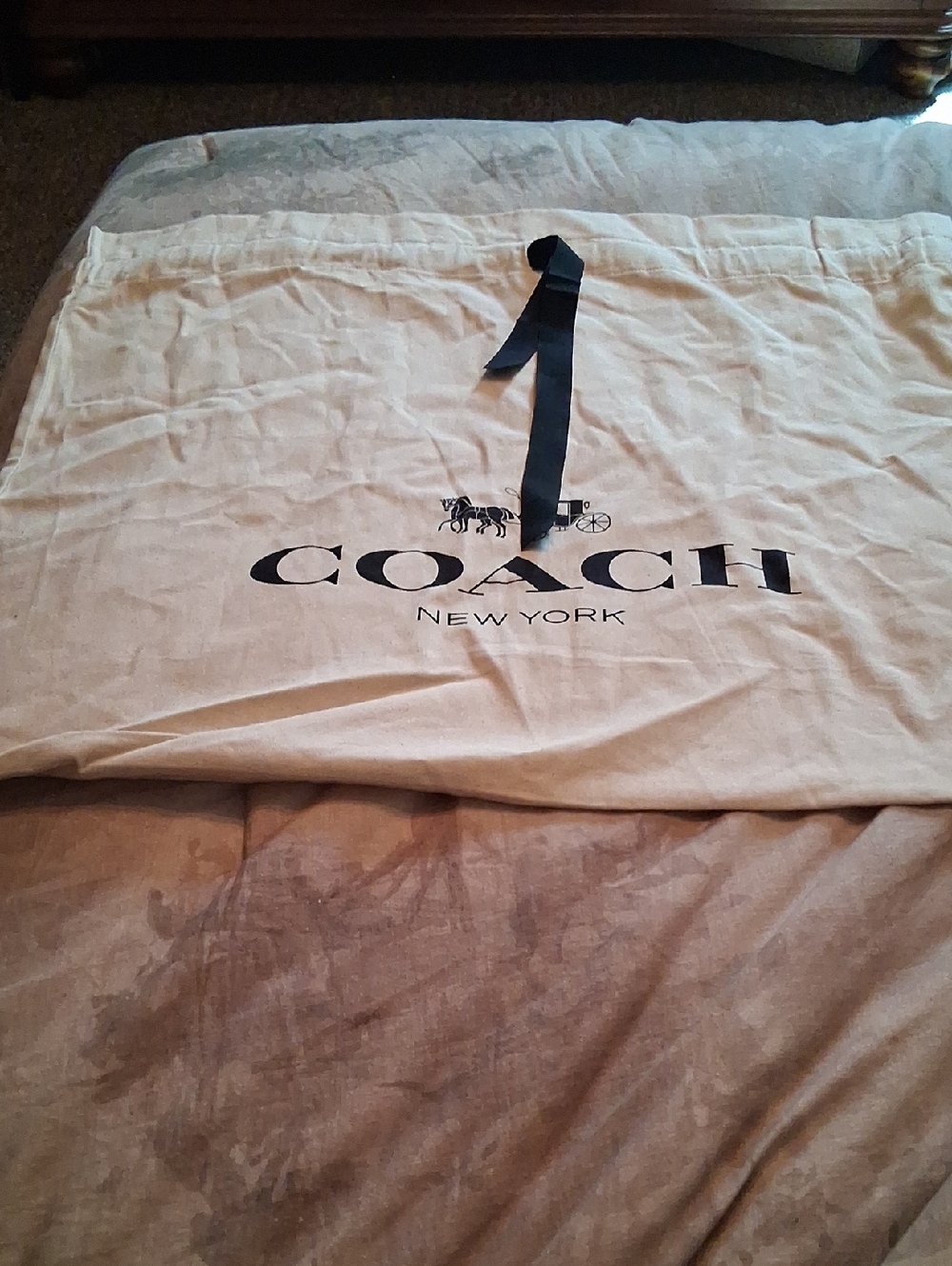 Coach Cream Dust Bag with Black Logo 20 X 23
